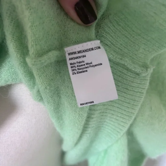 ME+EM Responsible Alpaca Wool Crop Cardigan Green Women’s Size Large - Picture 11 of 11